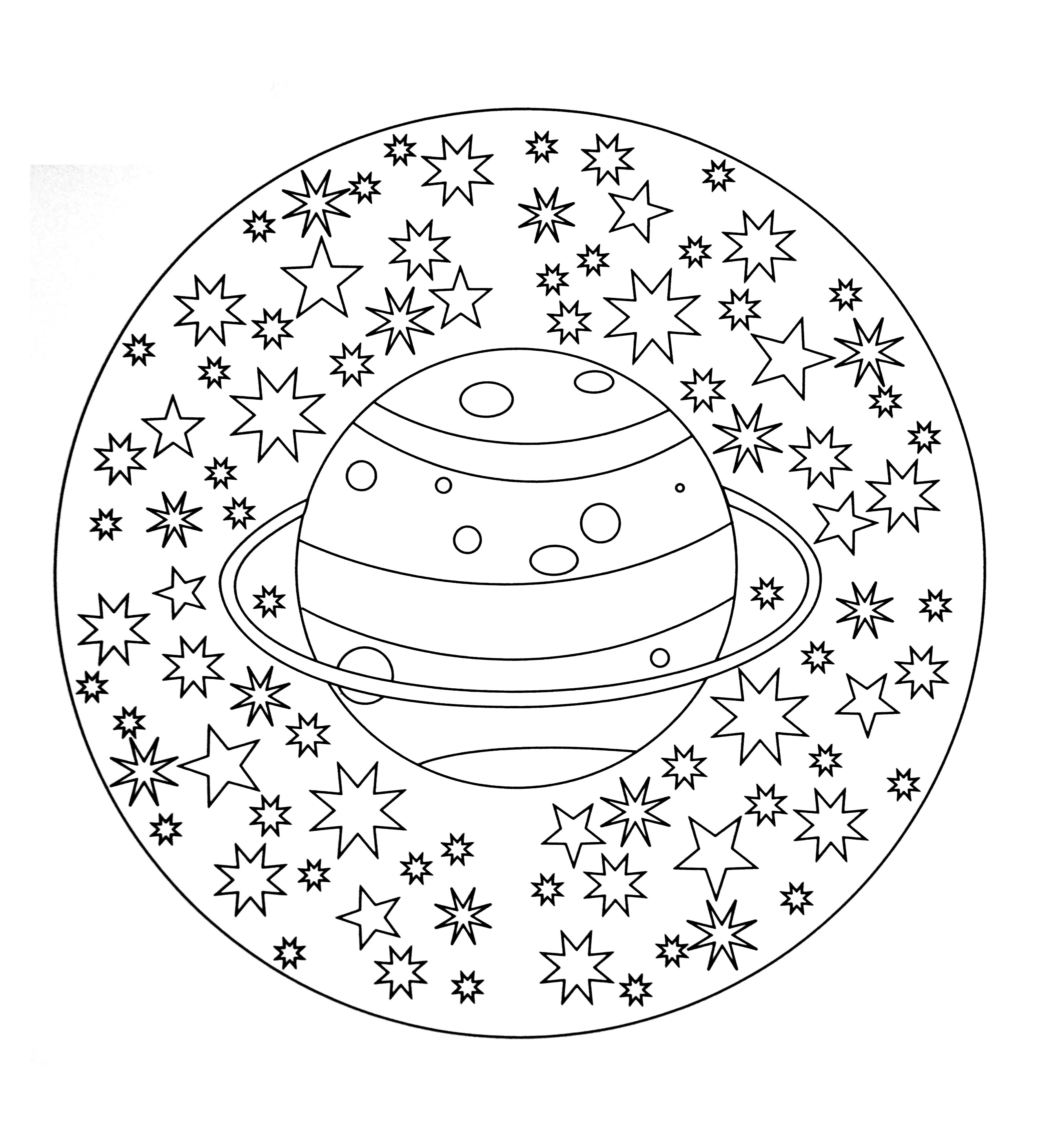 "Solar system" Mandala - Easy Mandalas for kids - 100% Mandalas Zen